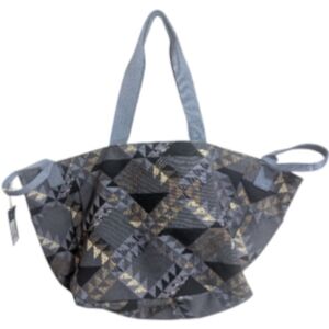 Universal Thread Large Tote Bag Elegant Blue Gold Geometric Shapes Multi Pocket
